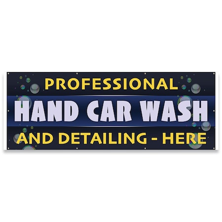 Signmission Professional Car Wash and Detailing Here Banner Concession Stand Food Truck Single Sided B-96-30137